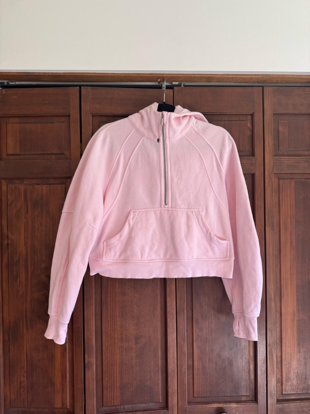 Lululemon Cropped Half-Zip Hoodie in Strawberry Milkshake (retired color!)